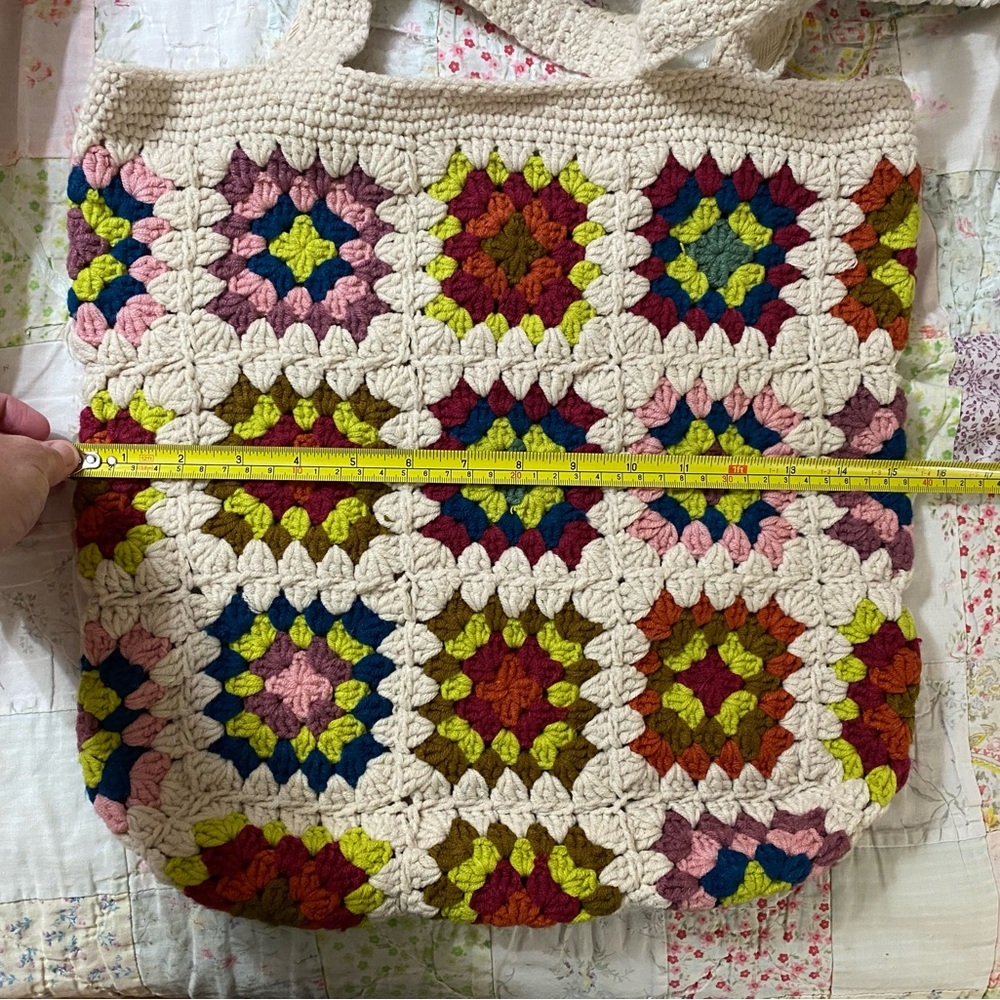 NATURAL LIFE Multicolor Granny Square Crochet Tote Bag - Picture 3 of 4